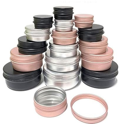 SAMCRY 100Pcs Cosmetic Container 5/10/15/20/30/50/60g Aluminum Pot Jar With Lid Eye Cream Hair Conditioner Tin Jar Pot Cosmetic Metal-5g Rose-gold 25X16mm