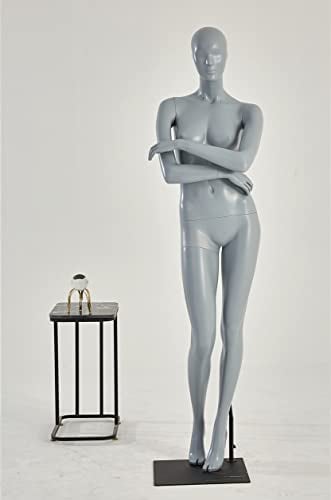 F23-7 Frau stehend stehend Schaufensterpuppe grau matt lackiert Mann oder Frau Nase Mund geformt Schick und Elegant Hochwertig