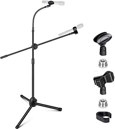 CAHAYA 3-in-1-Schwanenhals-Mikrofonständer mit 2 verschiedenen Clips, Höhenverstellbar Mikrofonstativ für Konzert, Videokonferenz, Bühne, Hochzeit, CY0319