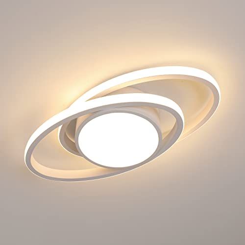 DAXGD LED Deckenleuchte Modern, led Deckenleuchte Flach White Planets 39W 4385lm für Schlafzimmer Küche Wohnzimmer, Warmweiß 3000K 39CM