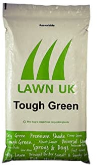 Tough Green Grass Seed by Lawn UK - 3KG - Superior Tough - Extra Durable & Easy to Grow - for Everyday use - Combining Sprogs & Dogs and Premium Green Attributes - 3-5 Day Growth - Consistent Green