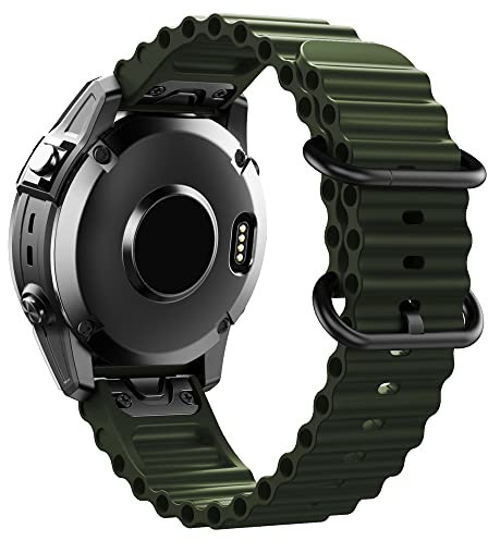 WIIKAI Cinturino Compatibile con Garmin Fenix7/5/6/Forerunner 955 Cinturino Di Ricambio Sgancio Rapido Cinturino.(Army Green)