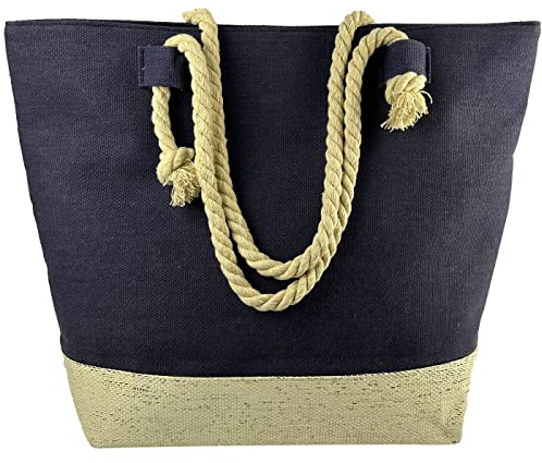 Strandtaschen Paisley Strandtasche Badetasche XXL Familie - Wasserresistent mit Reißverschluss & Innentasche 58x39x17 cm - Schwimmbad Strand Beach Tasche, Motiv wählen:TT-m83 Anker Pailletten blau