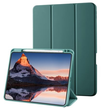 Hülle Kompatibel mit iPad Pro 11 2022/2021/2020 Hülle/iPad Pro 11 Hülle Pro 11 Zoll mit Stifthalter, Trifold Ständer Schutzhülle Unterstützt 2. Gen iPencil Aufladen, Auto Schlafen/Wachen, Kieferngrün…