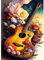 DAERLE Diamond Painting Gitarre mit Blumen, 5D Diamant Painting Bilder Musik Traum Serie, Diamant Malerei Cross Stitch Stickerei Kunsthandwerk Set für Erwachsene, Wanddekorationen für Zuhause 30x40cm