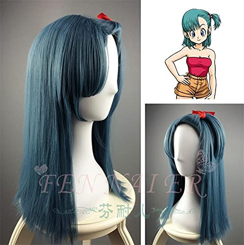 gelten für Tokyo Anime DragonBall Bulma Cosplay Perücke Frauen Buruma Blue glattes Haar mit Pferdeschwanz
