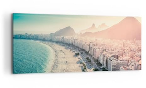 Panorama Bilder auf Leinwand 100x40cm Leinwandbild Küste Rio De Janeiro Strand Groß Wanddeko Bild Schlafzimmer Wandbilder Dekoration Wohnzimmer Wall Decor Canvas Wand Kunstdruck Art AB100x40-5531