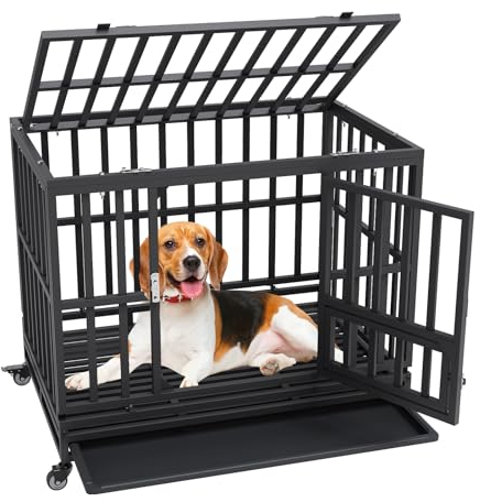 VEVOR Hundekäfig 95×65×81cm Hundebox aus Rostfreiem verzinktem Stahlrohr mit elektrostatischer Lackierung Hundegitterbox mit 3 Türen und Abnehmbarer Auffangschale Hundetransportbox Transportkäfig