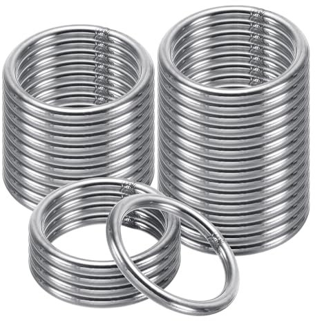 PATIKIL 32mm Metal O Rings, 30 Pack 304 Stainless Steel Round Rings for Hardware Bags Belts Hanging Baskets DIY Craft Supplies