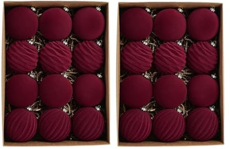 Firulab 12 Stück Samt-Weihnachtskugeln, Christbaumschmuck, grün beflockte Weihnachtskugeln, bruchsichere Kunststoffkugeln, dekorative hängende Ornamente
