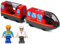 EVERGD Electric Train Set Age 3+ for Kids, Magnetic Martin Battery Powered Powerful Engine Locomotive Train Set Educational RC Train Model for Wooden Track (Red)