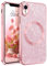 YINLAI for iPhone XR Magnetic Case [Compatible with Magsafe] Glitter Protective Cover Slim for Women Shockproof Bling Phone Case for iPhone XR 6.1,Pink
