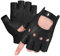 GSG Herren-Leder-Fingerlose Handschuhe, Halbfinger-Handschuhe, Schwarz, L