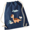 minimutz Turnbeutel Dinosaurier Kinder - Stoffbeutel Jungen Rucksack - Sportbeutel zum Zuziehen - 12L - 37x46cm (dunkelblau)