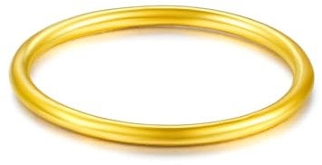 ZHOU LIU FU 24K Gold Ring Simple Unisex 999 Gold Ring mit Schmuckschatulle für Frauen Männer Paar Liebhaber Geburtstag Jubiläum (Größe: 46.5-61.9)