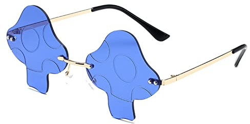 FGUUTYM Blaulichtbrillen Damen Brille Brille Ton Retro Unregelmäßig Unisex Tumblr Brille Ohne Stärke Unter 2 (Blue, One Size)