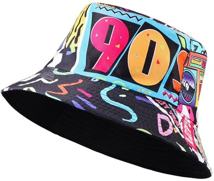 JJDreams Retro 90s Style Unisex Fishing HutDruck Bucket Hut Party Hut Hip Hop Rock Scrawl Fischerhut für Frau Mann