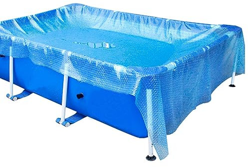 Cubierta de piscina solar, cubierta de piscina solar rectangular de 3x2m para piscinas sobre el suelo, cubierta de piscina de protección UV, cubierta de bañera de hidromasaje