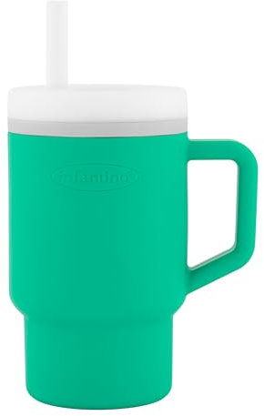 Infantino My 1st Tumbler – Süßer Minibecher mit Auslaufsicherem Strohhalm und Kleinkindfreundlichem Griff, Fördert das Trinken, Leicht zu Reinigen, 255 ml, Alpine
