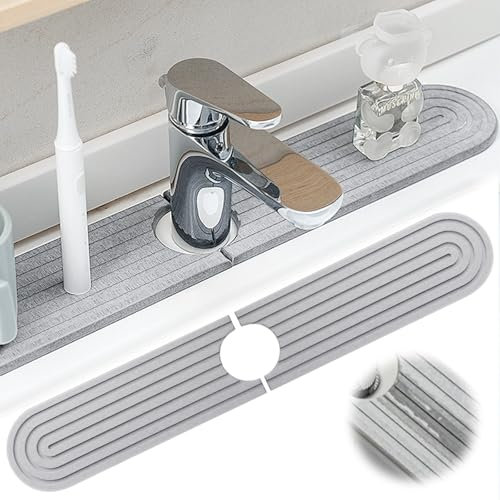 SUNOYA Tapis absorbant cuisine, 60 x 10 cm, protection plan de travail, avec papier de verre