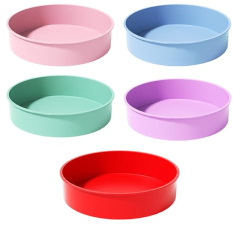 5 Pezzi Teglie rotonde da 10 pollici, stampi per torte in silicone a sgancio rapido Teglie da forno in silicone per uso alimentare Teglia per torte in silicone per cottura