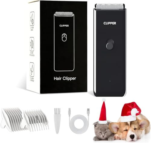 ENSSU Hundeschermaschine, kabelloses, wiederaufladbares Hundepflege-Set Katzenhaarschneidemaschine für verfilzte Haare, Tierhaarschneidemaschine Haustier-Rasierer für Katze/Hund/Kätzchen/Welpe,Schwarz