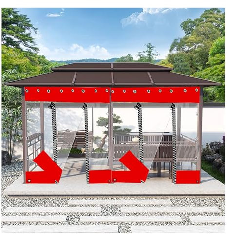 JUCCJUXIN Zipper transparent tarpaulin,Outdoor Tarp Curtains with Zipper Door,Transparent Waterproof Curtains for Pergola,Duty Heavy Tear Resistant Cover for Camping,for Gardening(H1xW1m/H3.2xW3.2ft)