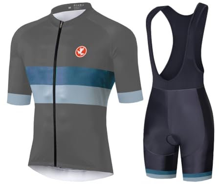 UGLY FROG Herren Radtrikot Set Fahrrad Kurzarm Set Trikot + 3D Cushion Radlerhose Sommer Atmungsaktiv Fahrradtrikot für Rennrad MTB