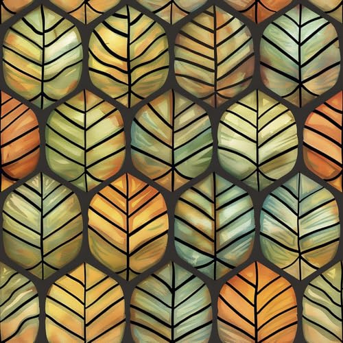FunStick 44.5CM×9M Selbstklebende Tapete Blätter Grün Bunt Möbelfolie Schlafzimmer Klebefolie Grün Blau und Orange Tapete Wohnzimmer Botanisch Geometrische Muster Schrankpapier Bunte Klebefolie Möbel