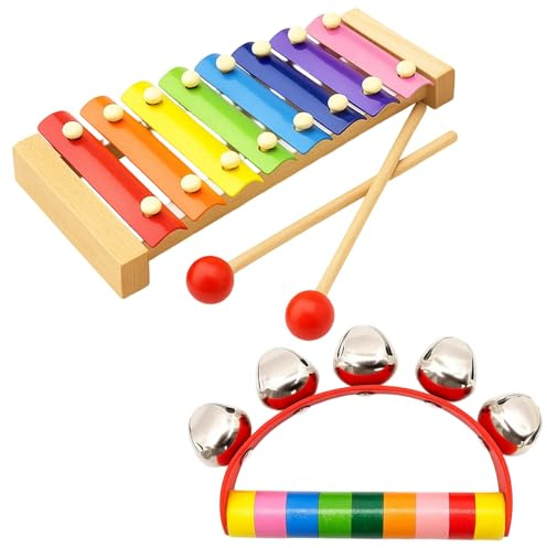 Xylophon , 1 Set Mit 8 Tönen, Inklusive 2 Holzschlägeln Und Halbmond-Rassel, Musikinstrument Für , Lernen Und Spaß