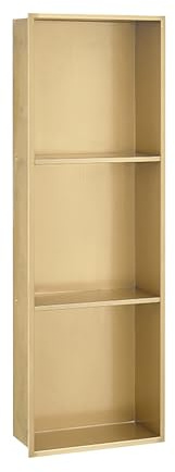 YWJFSA Niche Murale Douche en Acier Inoxydable 90X28Cm 3 Compartiments Étanche Niche Etagere pour Le Rangement de Salle de Bain,Or