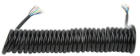 MasYosh Coiled Trailer Extension Cable, 12.8ft 20AWG 7 Core Polyurethane Copper Cable with Color Coded Wires for Tow Truck RV Trailer Inverter Solar