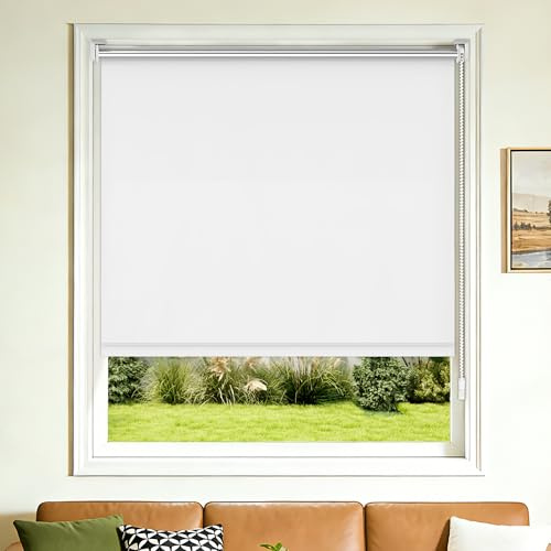 Grandekor Verdunklungsrollo ohne Bohren Klemmfix für Fenster & Türen, Thermo Rollo mit Silberbeschichtung,Sonnenschutz & Hitzeschutz, Fensterrollo Innen für Schlafzimmer 50x100cm Weiß