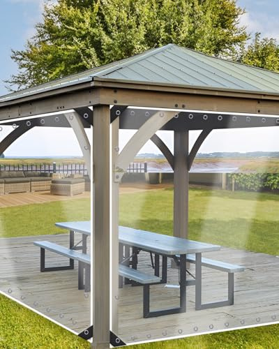 Erfolkerz 1x2m Clear Tarpaulin 420g/m² PVC Transparent Heavy Duty Tarp | Clear Tarps Transparent Waterproof Clear Tarp Clear Plastic Sheeting for Patio Gazebo Balcony Pergola