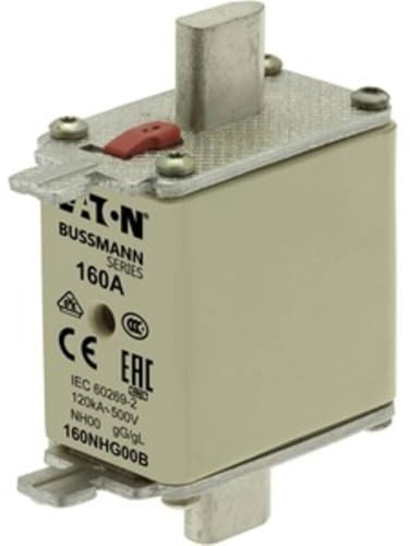 Eaton 160NHG00B Fuse Link, Low Voltage, 63 A, 500 V AC/NH00, GL/GG IEC Double Identification Detector Voltage Grab Tab UK