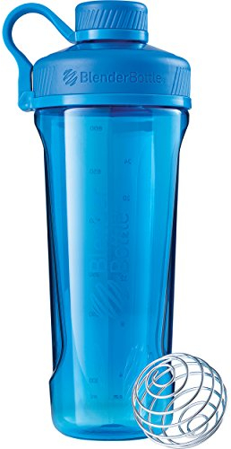 BlenderBottle Radian Tritan Trinkflasche mit BlenderBall, geeignet als Eiweiß Shaker, Protein Shaker, Wasserflasche, BPA frei, skaliert bis 700 ml, Fassungsvermögen 940 ml, cyan