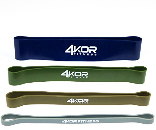 4 Kor Fitness Dickes Widerstandsband-Set, Fitnessband perfekt für Crossfit, Yoga, Physiotherapie, und Übungen für den Po, 4 Extra Thick Bands