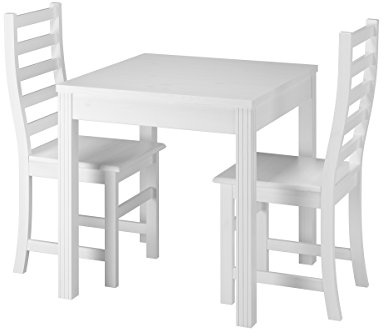 Erst-Holz Essecke mit Tisch und 2 Stühle Kiefer Massivholz waschweiß 90.70-50 C W-Set 21