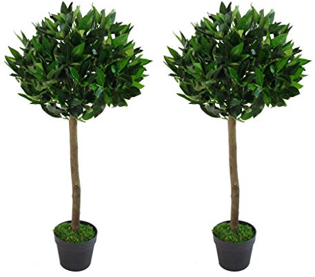 Lot de 2 Lauriers Artificiels à Tige 90 cm