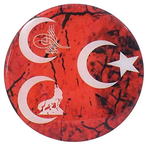 Gök-Türk Universal Aufkleber Sticker Wasserdicht Wasserfest Auto Frontscheibenaufkleber (3 Hilal) 3 Halbmonde Tugra Wolf Bozkurt Ay Yildiz
