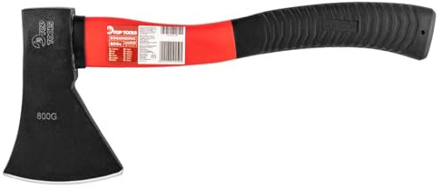 TOP TOOLS Axt aus Stahl mit Fiberglas Griff, 600-800-1000-1250 g | Fiberglasstiel Universalaxt Holzaxt Spaltbeil Spaltaxt Handbei, Beil Spaltbeil Camping, Kompakte Form