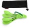 Wild Peak Contour Clip Plastic Spork - Lightweight & Strong All in one Spoon, Fork, Knife Cutlery Includes Carabiner Clip & Storage Bag ▲ (Spring Green, 4 Pack)
