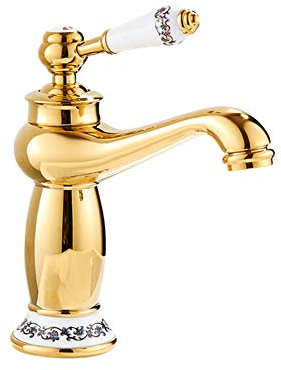 Rubinetto Bagno Lavabo, Rubinetto Lavabo, Antico D'oro Ottone Rubinetto Bagno, Acqua Calda E Fredda Disponibile, Elegant Miscelatore Monocomando, Per Bagno o Avabo Bagno, Con Valvola In Ceramica