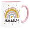 SpecialMe® personalisierte Tasse mit Namen Regenbogen Herz persönliche Geschenke Kinder Namenstasse Mädchen Jungen Mädchen inner-rosa Keramik-Tasse