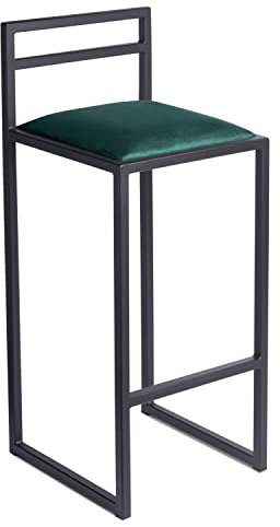 FERRO modern design Barhocker Schwarz mit Lehne 84 cm - Metall Barstuhl mit Gepolstertem Sitz - Loft Style