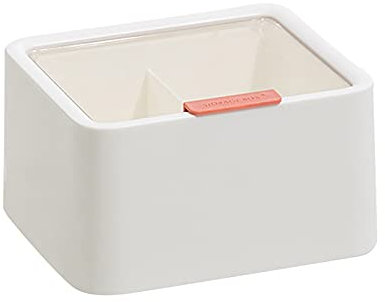 JSSEVN Contenedor de hisopo de algodón para almacenamiento de bastoncillos de algodón y algodón para bolas de algodón y almohadillas de color blanco