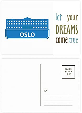 Oslo Norwegen Blue Sehenswürdigkeiten Muster Dream Come True Postkarten-Set Dankeskarte Versandseite 20 Stück