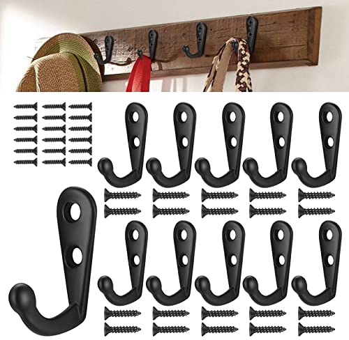 30 Stk Wandhaken Vintage Einzelne Haken Mini Robenhaken Garderobenhaken mit 60 Stk Schrauben, Garderobenhaken aus Metall für Badezimmer Kleiderhaken Schwarz Haken