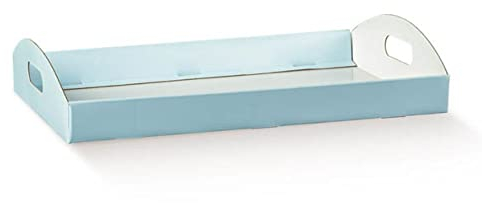 Cesto vassoio ideale per trasportare e contenere le bomboniere i sacchetti i ciuffetti 43.5x29x4.5 cm (1 PEZZO LINO AZZURRO)