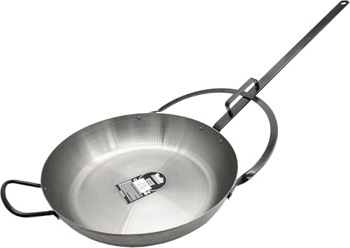 FERRETERIA LEPANTO Sartén para migas, sarten con mango largo, sarten miguera pulida, sartén onda con mango largo (45)